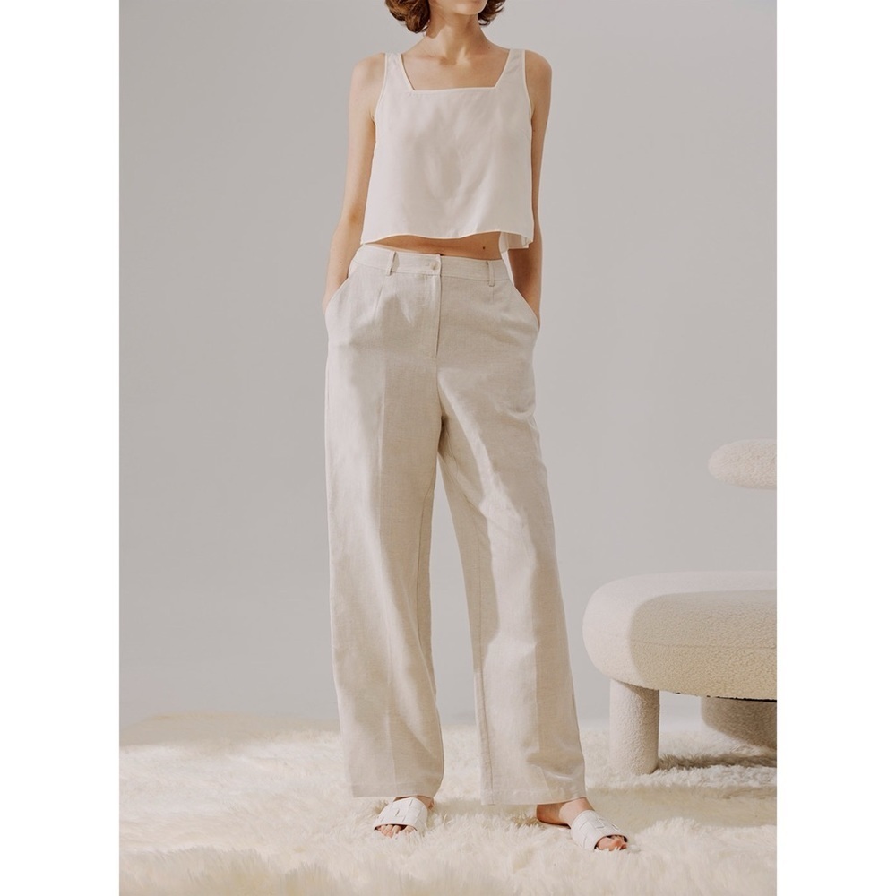 NAP Loungewear white linen blend wide leg pants